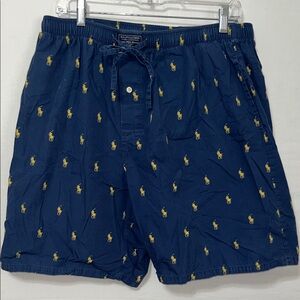 Ralph Lauren Navy Shorts Underwear Yellow Polo Pony All Over
